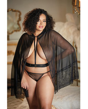 &#39;allure Lace &amp; Mesh Cape W/attached Waist Belt (g-string Not Included) Black Qn - £23.29 GBP+