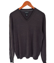 Bloomingdale&#39;s 100% Merino Wool V-neck Sweater Chocolate Brown Pullover ... - $24.74