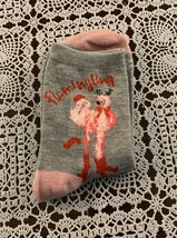 Ladies Crew Socks Size 4 to 10 Pink Flamingo Design Beach Flamingling Br... - £9.39 GBP