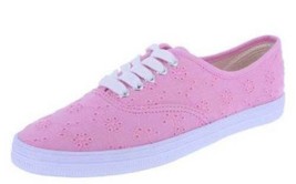 Girls Sneakers American Eagle Bal AE Pink Fabric Eyelet Tennis Shoes-size 12 - £14.01 GBP