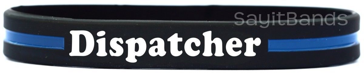 1 Dispatcher Thin Blue Line Wristband High Quality Debossed Color Fill B... - $9.88