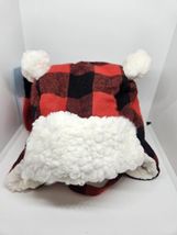New Baby 2pc Red Flannel Sherpa Trapper Hat & Mitten/Glove Set 0-6 Months image 3
