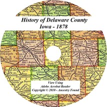 1878 Delaware County Iowa Ia - History Genealogy - Manchester Dyersville Ia Cd - £4.58 GBP