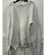 Lands End Chunky Cable Knit Sweater Ivory Cream 90s Women’s Medium - $553.69 MXN
