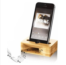 Bamboo Wooden Mobile Smartphone Stand with Natural Sound Amplifier - £15.43 GBP
