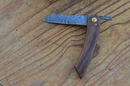 vintage real handmade damascus steel folding knife 5436 - £35.39 GBP