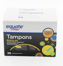 Equate Tampons Compact Plastic Applicator Regular 36 Unscented Tampons - £7.89 GBP