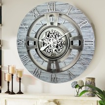 England Line Wall clock 36 inches with real moving gears Silver Grey - £290.94 GBP
