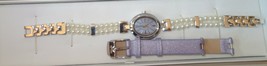 MISAKI Ladies swiss quartz Watch stainless steel with Pearls and two ban... - $139.04