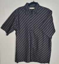 Perry Ellis Men&#39;s Black Striped Button Down Shirt - Pre-owned Designer Fashion - £11.22 GBP