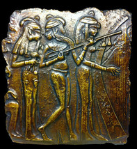 Egyptian Dancing Girls sculpture relief in Dark Bronze Finish - £19.49 GBP
