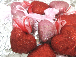 Valentines Day Red Pink Glitter Hearts 1.75&quot; Tree Ornaments Home Decor 12pc - £13.44 GBP