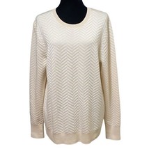 Theory Hannalor Evian Cream Wool Blend Jacquard Chevron Stretch Sweater ... - $40.99