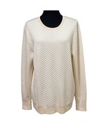 Theory Hannalor Evian Cream Wool Blend Jacquard Chevron Stretch Sweater Large - £32.12 GBP
