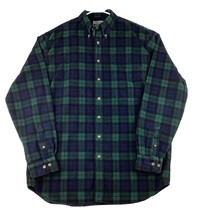 AKA Eddie Bauer Shirt Men&#39;s Large Tall Corduroy Blue Green Tartan Plaid L/S - £22.67 GBP