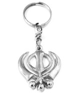 Porte-clés Punjabi Sikh Khanda en acier inoxydable avec pompon, prospéri... - $12.26