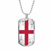 Express Your Love Gifts England Flag Necklace Flag of England Engraved 18k Gold  - $69.25