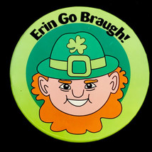 Erin Go Brough Pin Button Vintage Pinback Leprechaun St Patrick&#39;s Day - $11.95