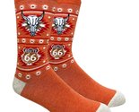 Men&#39;s Hipster Route 66 Longhorn Novelty Crew Dress Socks (Orange) - £7.50 GBP