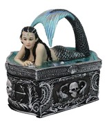 Hidden Depths Siren Mermaid On Still Water Necromancy Skull Decorative Box - $65.91 CAD