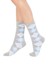 allbrand365 designer brand Womens Snowflake Argyle Crew Socks,Grey,9-11 - $8.99