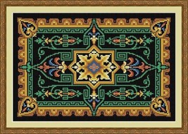Antique Rug Center Star Motif Tapestry Adaptation circ 1867 Cross Stitch... - £5.50 GBP