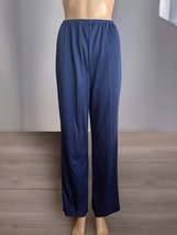 Vintage 70s Sears Women’s Pants Size 12 Blue Silky Polyester Pull On Fla... - $18.57