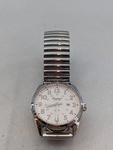 Gruen Precison Quartz Watch Unisex Silver Military Dial Date Stretch - $13.49