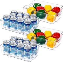 HOOJO Refrigerator Organizer Bins - 4pcs Clear Plastic Bins - £25.11 GBP