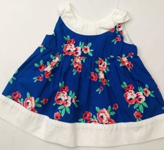 Gymboree Retired Floral Dress Sz 6-12 Mos Blue White Red Summer Lined  - $27.00