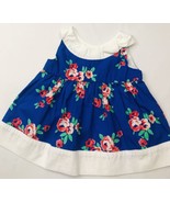 Gymboree Retired Floral Dress Sz 6-12 Mos Blue White Red Summer Lined  - £12.72 GBP
