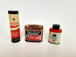 Vintage Tins Nature&#39;s Remedy Wernet&#39;s Powder Handy Bandages Stage Prop Lot of 3 - £7.74 GBP
