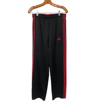 Adidas Track Pants Size Medium Black Red Stripes Athletic Gym Workout - £15.41 GBP