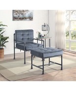 Brantley Ottoman, Gray Velvet &amp; Sandy Gray Finish - $190.77 CAD
