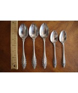 Orleans Silver Black Scroll Floral 5x Dinner Teaspoon Spoon Lot Stainles... - $301.72 MXN