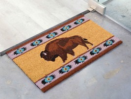 Tribal Navajo Pattern Bison Buffalo Coir Coconut Fiber Floor Mat Doormat 29&quot;X17&quot; - £25.05 GBP