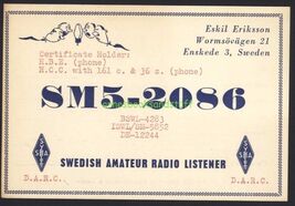 QSL CARD ham radio card * SM5-2086 1954  Enskade 3, Sweden  Amateur radio - $6.50