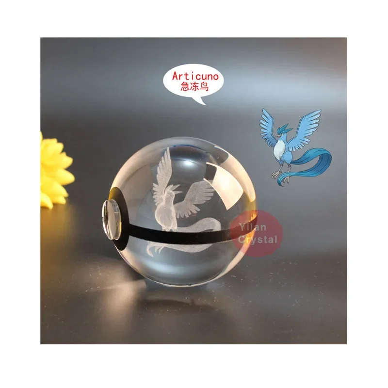Anime Pokemon 3D Atricuno ANIME GIFT Figures Laser Ball Engraving Round Crystal - £22.13 GBP+