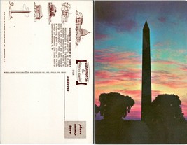 Washington D.C. USA Capital Washington Monument at Sunset Vintage Postcard - £7.36 GBP