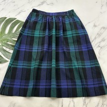 Summit Womens Vintage 90s Midi Skirt Size 10 Green Purple Plaid Pockets Academia - £23.21 GBP