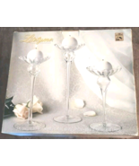 Set 3 Tall Stem Candleholders Alco Litetyme Clear Handcrafted Glassware ... - €17,19 EUR