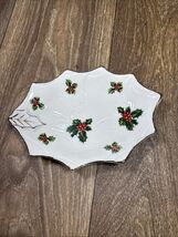 Vtg Lefton Christmas Trinket Dish Holly Hand Painted #8193 Japan Holiday - €6,00 EUR