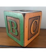 Vintage Wolf Creek 10&quot; Square Wood Letter Block Baby Block Alphabet Folk... - $67.86 CAD