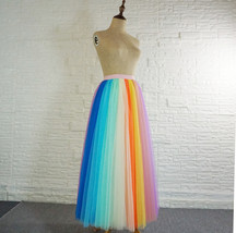 RAINBOW Long Tulle Skirt Holiday Outfit Plus Size Women Multi-Color Tulle Skirt image 2