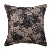 Quilted with Zardosi Embroidery Grey Satin 16&quot;x16&quot; Pillow Cover, Maple Glory - £28.98 GBP+