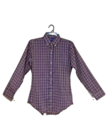 Dee Cee Shirt Men&#39;s Navy Blue Plaid Athletic Fit Button-Down 90&#39;s Back T... - $21.77