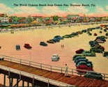 Vtg CT Linen Postcard - Daytona Beach Florida FL Cars on Beach - UNP  - $5.31