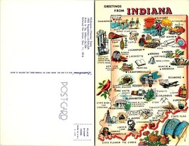 Indiana Greetings State Map with Cites Destinations Sites Locations VTG Postcard - £7.49 GBP