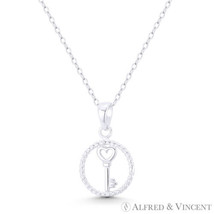 Heart Bow Skeleton Key Charm in Twist Rope .925 Sterling Silver Necklace Pendant - £11.40 GBP+