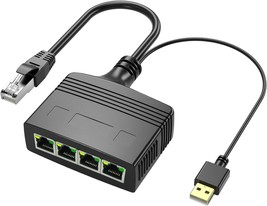 1 to 4 Port 1000 Mbps RJ45 Ethernet Splitter Adapter Gigabit high Speed LAN Netw - £51.53 GBP
